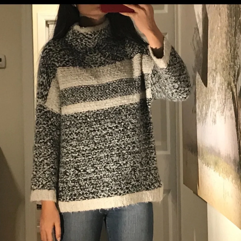 COPY - Magaschoni multi grey sweater waffle turtleneck mock neck - Picture 1 of 5